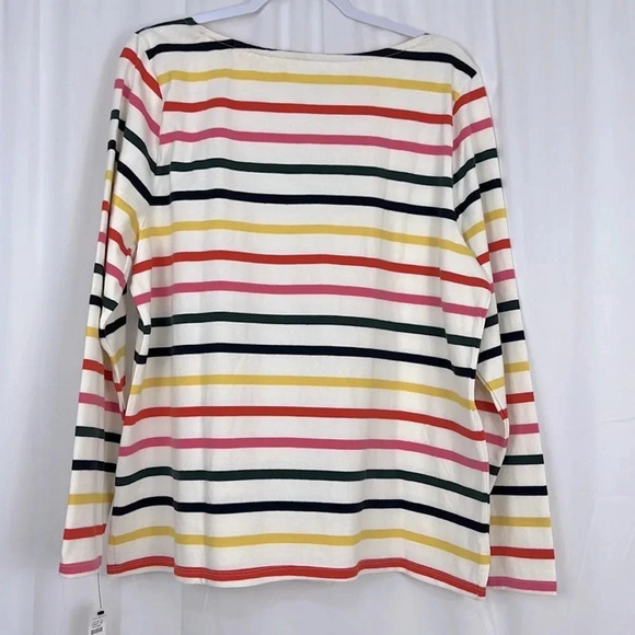 Talbots Authentic New Women’s XL Stripe Bateau Neckline Long Sleeve Tee - Picture 2 of 7